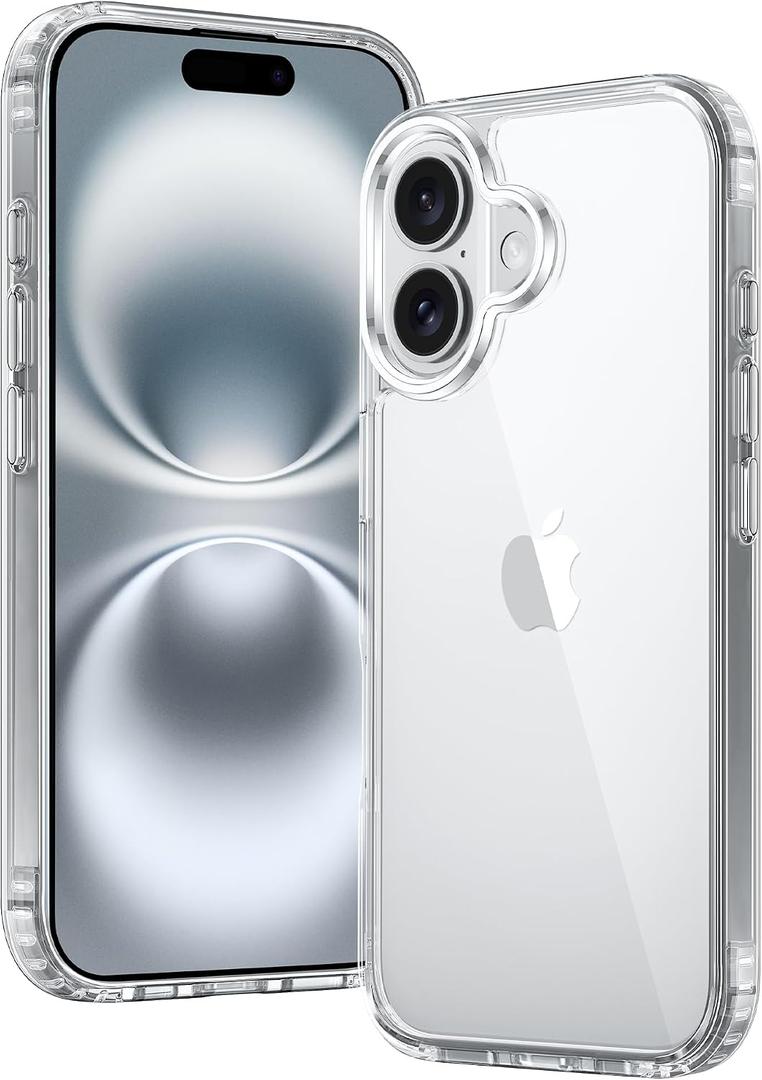 FNTCASE for iPhone 16 Case Clear: Phone Cases Compatible with Magsafe Slim Anti Yellowing Military Grade Drop Protection Rugged Shockproof Protective Transparent Cell Phone Cover (B-Clear)