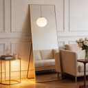 NEWBULIG 63.8"x20.8" Full Length Mirror, Full Body Mirror, Gold | Aluminum Alloy Thin Frame, Wall or Standing Mirrors for Bedroom, Living Room, Dressing Room
