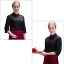 Women's Chef Coat Classic 3/4 Sleeve Hotel Kitchen Restaurant Summer Chef Jacket (Black, XXL)