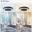LEDIARY 20 Inch Low Profile Ceiling Fans With Lights, Led Bladeless Ceiling Fan, Remote Control Enclosed Flush Mount Ceiling Fan With Timming, 3000-6000K, 6 Wind Speed, 3000LM, 57W-Black