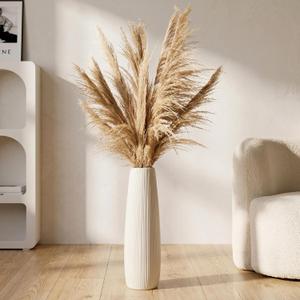 Ceramic Large White Vase, 18" Tall Floor Vase, Big Decorative Flower Vases for Floor Table Decor Living Room Modern Home Office Bedroom, Farmhouse, Glossy Glaze (18 Inch Tall)