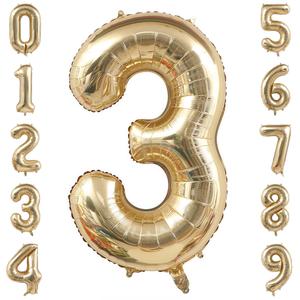 Champagne Gold 3 Balloon Number,40 Inch Light Gold 3 Balloons Big Foil Mylar Helium Number 3 Balloon for Birthday Party Anniversary Decorations