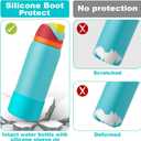 2 x 2PCS Silicone Water Bottle Boot for Owala 24oz 32oz 40oz, Anti-Slip Protective Sleeve Bottom Bumper Protector for FreeSip, Twist, and Flip Stainless Steel Water Bottles (Blue)