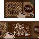 Bencailor 2 Pcs Coffee Kitchen Rugs Non Slip Absorbent Door Floor Mats Coffee Kitchen Decor Welcome Farmhouse Brown Decorative Washable Rugs for Home Indoor 17x30+17x47 Inches (Dark Color)