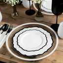 Contemporary Collection Combo White Plates with Black Rim - 7.5" - 10.5" (Pack of 32) - Sleek Modern Design - Perfect for Entertaining & Everyday Use
