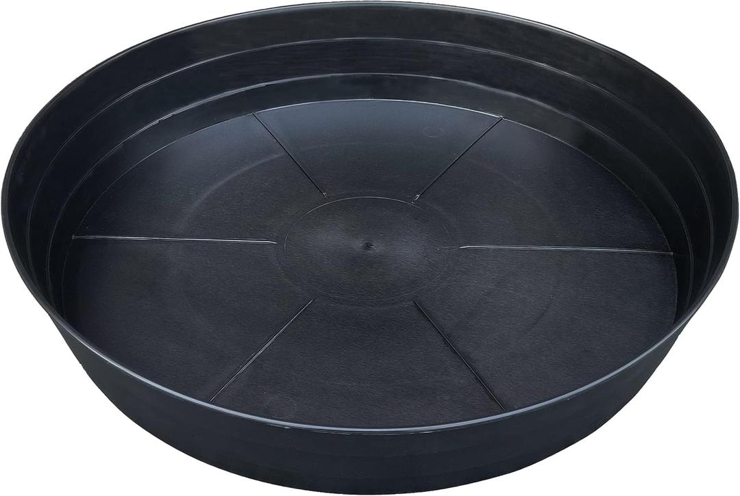 25 Inch Extra Large Planter Saucer, Extra-Deep 4.25 in Black Drip Trays for Flower Pot, Heavy Duty Drainage Tray Indoors No Holes, Plastic Plant Plate Water Catcher for Pots Base 19 20 21 22 in