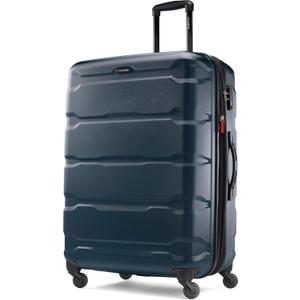 Samsonite Omni PC Hardside Expandable Luggage with Spinner Wheels, Teal, Checked-Large 28-Inch
