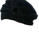 Women Color Female Cap Soft Hat Knitting Artist Cap Beanies Berets (One Size, Black)