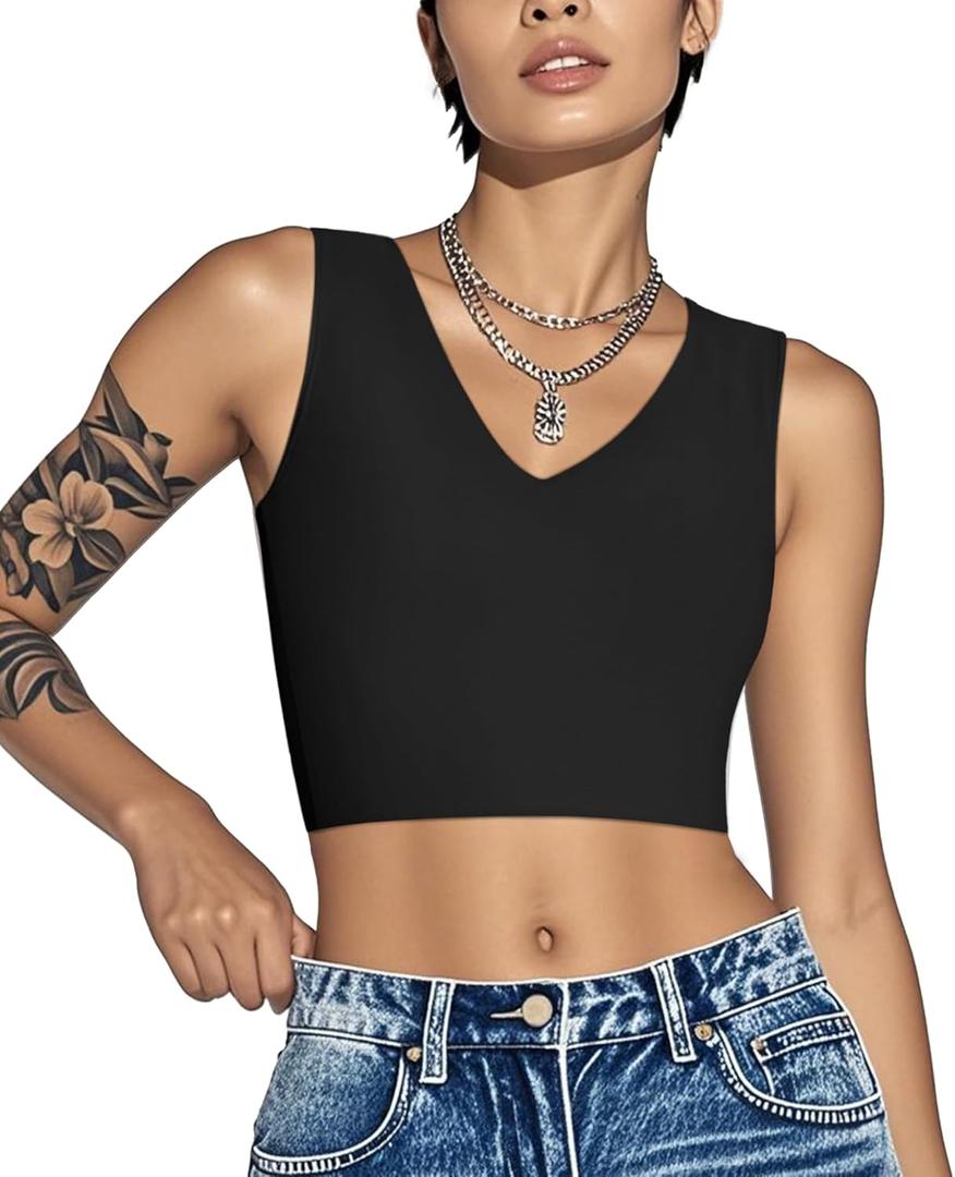 Rolewpy Chest Binder for Transgender FTM Women Binder Bra Tomboy Breast Binder Tank Top (Medium, Black)