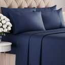 CGK Linens Full 6 Piece Sheet Set - Cooling Sheets for Hot Sleepers - Hotel Luxury Bedding Set w/ 8-16 Inch Deep Pockets - 1 Flat & 1 Fitted & 4 Pillowcases - Soft, Comfy & Wrinkle Free - Navy Blue