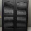 Ekena Millwork Lifetime Vinyl LL1S14X03600BL Standard Cathedral Top Center Mullion, Open Louver Vinyl Shutters, w/Installation Shutter-Lok's & Matching Screws (Per Pair), 14 1/2"W x 36"H, Black