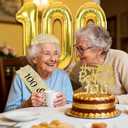 100th Birthday Decorations for Women with 100th Birthday Sash and Crown, Number Balloons, Birthday Card, Cake Topper and Candles, Happy 100 year old Female Gifts for Her, Gold