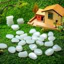 Landical 100 Pcs Large Glow in The Dark Rocks Pebbles Outdoor Fish Tank Rocks Aquarium Gravel Luminous Stones for Walkway Succulent Plant Halloween Decor (White,1.8 Inch)
