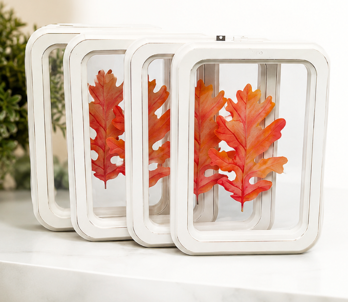 Pack Of 4 11.8 in Clear Wall Sign Leaf Red