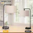 Tall Table Lamp with USB C+A Ports, Fully Stepless Dimmable Modern Minimalist Bedside Nightstand Lamp, Reading Desk Lamp for Bedroom, Living Room, Study Room, Office, 9W 3000K LED Bulb Included