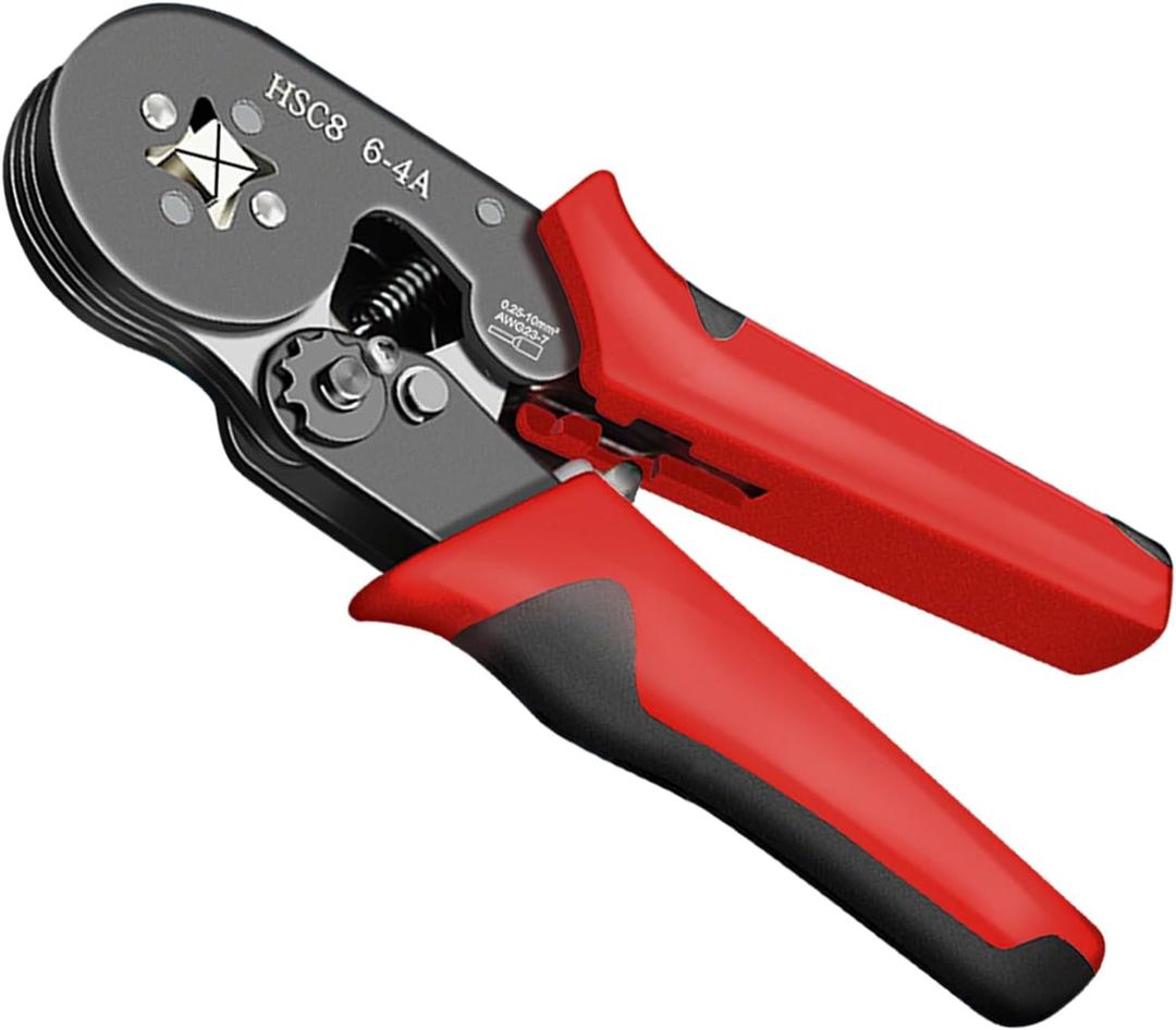 Ferrule Crimping Tool AWG 23-7 (0.25-10mm), Self-Adjusting Ratchet Wire Ferrule Crimper with Square Crimp Profile, Electrical Terminal Crimping Tool for Electrician, Control Panel & Industrial Wiring