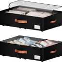 Leatherspaces Underbed Storage With Wheels, Large Capacity 7.5 inches Height Storage Bins, Rolling Underbed Shoe Storage Containers, dorm Storage Drawers for clothes & blankets