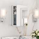 Keonjinn Small Medicine Cabinet with Mirror 14 x 18 Inch, Aluminum Frame