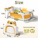 BUNWAG Baby Bathtub, Collapsible Newborn Bathtub for Infant to Toddler with Soft Cushion and Thermometer,Portable Travel Newborn Tub with No-Slip Feet, Baby Shower Gifts, 0-12 Months Baby Bath, Yellow