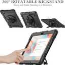 SEYMAC stock Case for Samsung Galaxy Tab A9 8.7'', Full-Body Drop Protection Case with Screen Protector Pencil Holder [360 Rotating Hand Strap] &Stand, Black