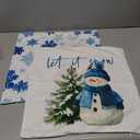 Let It Snow Winter Snowman Throw Pillow Covers 18x18 inch Set of 2