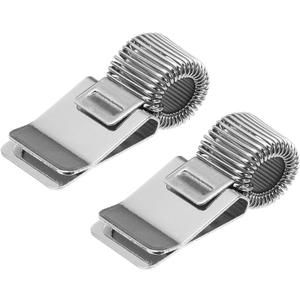 PATIKIL 2Pcs Pen Holder Clips, Metal Pen Clip Holder Adjustable Loop Pen Pencil Organizer with Single Spring Loop for Notebook, Clipboard, Silver Tone