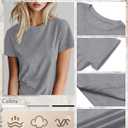 Huukeay 3 Pack Women's Cotton T Shirts Casual Short Sleeve Tunic Tops Crewneck Summer Loose Fit Plain Basic Tee (S)