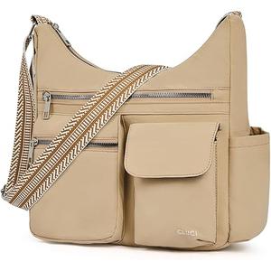 CLUCI Travel Purses for Women, Waterproof Nylon Crossbody Bags for Woman Trendy, Anti Theft Shoulder Handbags for Ladies (A4-khaki)