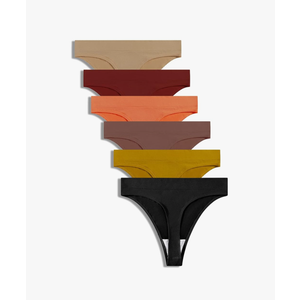 GRANKEE Women's Breathable Seamless Thong Panties No Show Underwear Pack. Size Large
