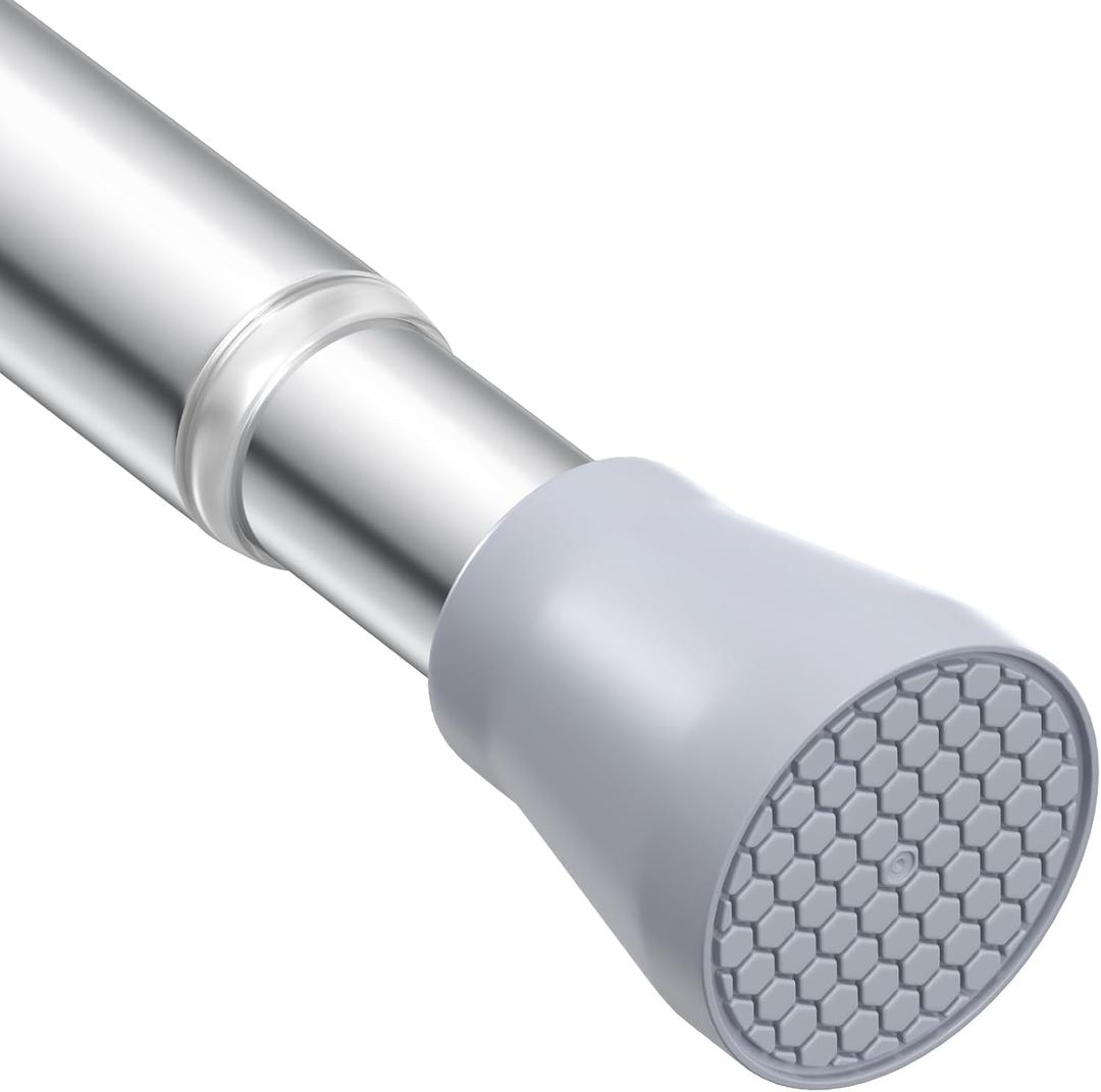 Silver Tension Curtain Rod for Windows 28 to 48 Inch,7/8"Small Shower Curtain Rod for Bathroom,Pressure Spring Tension Curtain Rod No Drilling for Closet Doorway Kitchen