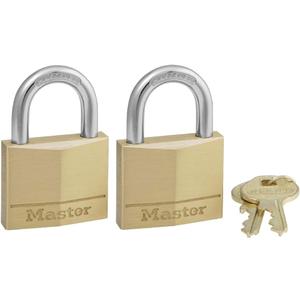 Master Lock 140T Solid Brass Padlock with Key, 2 Pack