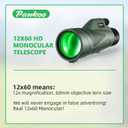 Pankoo 12x60 HD Monocular Telescope for Adults high Powered | Comes with Smartphone Adapter Tripod Hand Strap | Suitable for Bird Watching Sports Hiking Traveling