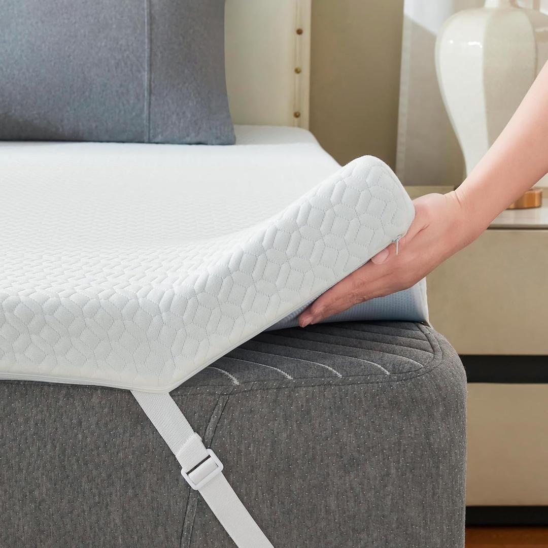 3 Inch Cooling Memory Foam Mattress Topper King, Gel Bed Topper for Pressure Relief, High Density Sleep Comfort with Removable & Washable Bamboo Cover
