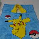 Franco Pokémon Anime Kids Beach/Pool/Bath/Camping Hooded Towel Poncho 24" X 22", Absorbent Cotton Cover up, (Official Licensed Pokémon Product), Large