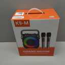 Karaoke Machine, Portable Bluetooth Speaker with 2 Wireless Microphones for Adults & Kids with Lights, Karaoke Microphone with PA System Supports USB/TF/FM/AUX for Home Party Home System Packages (Black)