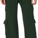 REORIA Women 2 Piece Knit Sweater Set Lounge Hoodie & Cargo Pants Outfit for Fall Winter 2024 Travel Style (Green, M)