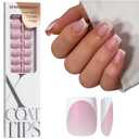 BTArtboxnails Shimmering French Tip Nails - 96Pcs Sparkling Pink Base Extra Short Press On Nails, Requires Nail Lamp & Top Coat, 16 Sizes Full Set for Wedding