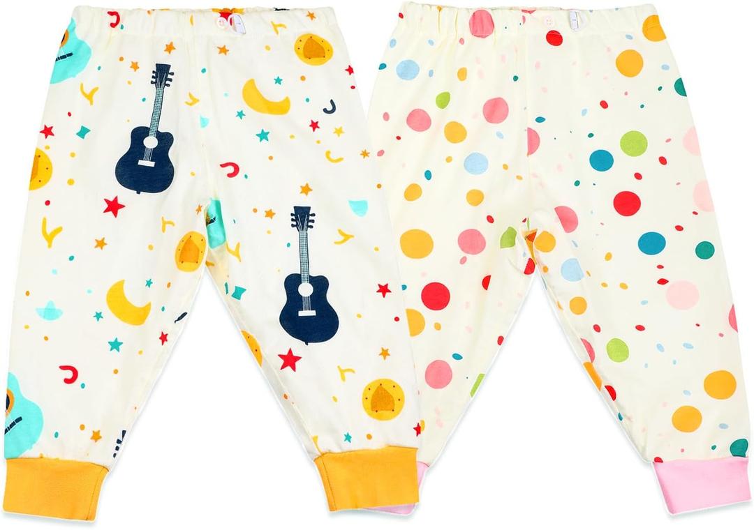 MOEMOE BABY Waterproof Diaper Pants for Potty Training 2 Packs Overnight Diaper Short for Toddler Boys and Girls (5-7 Year, Guitar)