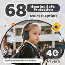 Mokata Headphones Kids Bluetooth 5.4 Wireless Play Time 68H Safe Volume Limit 85/94dB Over-Ear Foldable Headset,Fast Charging,with Aux Cord Built-in Mic for Toddler Child Pad Study Tablet Black