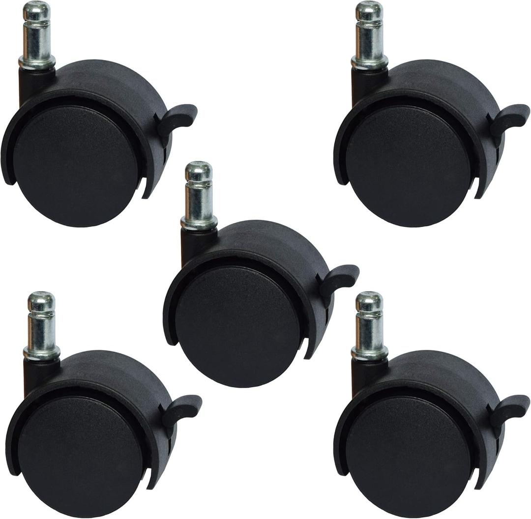 MySit 2" Replacement Office Chair or Stool Caster Wheels - with Brake (Set of 5)
