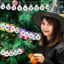 Jetec 12 Pcs Christmas Ball Ornaments for Tree Nightmare Before Black and White Horror Christmas Tree Decorations Spooky Skull Plastic Shatterproof Hanging Decor for Xmas Halloween Party (White)