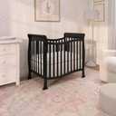Dream On Me Violet 4-In-1 Convertible Mini Crib In Black, Greenguard Gold Certified, BSA Certified, 3 Position Mattress Height Settings, Non-Toxic Finish
