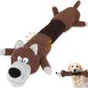 Squeaky Dog Toys with Crinkle Paper, Tough Puppy Toys and Plush Dog Chew Toy, Interactive Tug of War Dog Toy for Small, Medium and Large Breed Dogs (Brown)