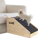 Dog Ramps for Small Dogs, Dog Steps for Couch with Non-slip Cover and Pads, Gentle Slope Ramp for Dogs to Get on Bed, Couch, Patio, Window Sill, Car, Easy up and down Pet Ramps for Puppy, Cats (1 Pack, Wood)