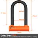 Sportneer Bike U Lock - Heavy Duty Anti Theft Bike Lock with 5ft Security Steel Cable - 17mm Shackle Bicycle U-Locks with Keys & Sturdy Mounting Bracket for Road, Mountain, Electric Bike - Orange