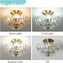 Vintage Glass Flush Mount Ceiling Light, Petal Shape Ceiling Light Fixtures, Elegant Small Flush Chandelier for Hallway Entrance Kitchen Clear Finish, 5.9"Hx11.8"Wx11.8"D