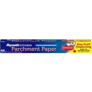 Reynolds Kitchens Stay Flat Parchment Paper Roll, Non Curling Baking Parchment Paper for Baking and Cooking, Oven Safe up to 425 Degrees, 36 Feet x 15 Inches, 45 Total Sq. Ft.