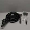 Nonstick Frying Pan Set - Iron Frying Pan 3-Piece Set (8", 10", 12") + 2 Silicone Spatulas, With Premium Nonstick Coating, Up to 450F, Skillet Suitable for Induction, Gas & More (Black)