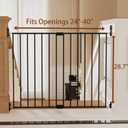 Adjustable Baby Safety Swing Gate, Hardware-Mounted Metal Gate for Stairs and Doorways, Secure Latch for Kids and Pets (Black, 24"-40.5" W x 28.75" H)