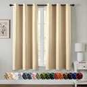 Cream Beige Blackout Curtains for Bedroom Living Room 35×35 Inches 2 panels, Thermal Insulated Room Darkening Drapes Solid Grommet Top Noise Reducing Light Blocking Window Curtains 35x35 Inch